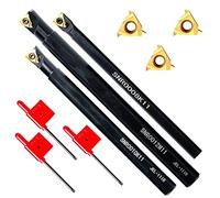 BOFRHME D'Outils de Filetage de Tour 6 PièCes - 3 Barres D'AléSage à Tige Tournante avec 3 PièCes en Carbure Indexable D