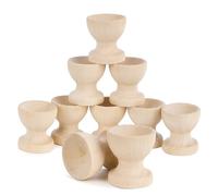 BOFUNX 10pcs Coquetiers en Bois Porte-œufs de Pâque Tasse Support à œufs pour Enfants Décoration de Table de Pâques