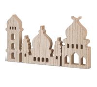 BOFUNX 3pcs ornement Temple de l'Aïd Figurine Eid Mubarak Bois Décorations Ramadan Ornements de Statue de Maison