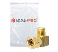 BOGAPRO Raccord coudé 90 ° - Raccord de gaz avec filetage à gauche 1/4" - Équerre de raccordement de gaz en laiton pour connecter des régulateurs et des tuyaux avec des tuyaux et des robinetteries