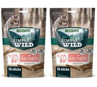 Bogar - Simply Wild - Friandises pour Chat - Nourriture pour Chats en Complément de l'Alimentation Habituelle - Sticks Saveur Saumon Appétents - pour Un Moment d'Intéraction - 50 G (Lot de 2)