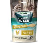 Bogar - Simply Wild - Friandises pour Chat - Nourriture pour Chats en Complément de l'Alimentation Habituelle - Sticks Crémeux Saveur Poulet - pour Un Moment d'Intéraction - 5x15 G (Lot de 5)