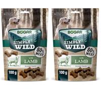Bogar - Simply Wild - Friandises pour Chien - Nourriture pour Chiens de Toutes Tailles en Complément de l'Alimentation Habituelle - Friandises Moelleuses en Forme d'Os - Goût Agneau - 100G (Lot de 2)
