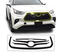 BOGAR TECH DESIGNS Coque de rechange chromée pour pare-chocs avant compatible avec Toyota Highlander 2020-2024, noir brillant