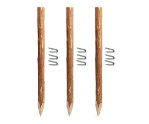 BOGATECO 3xHaselnuss Staketenzaun Pfosten | Lot de 3 poteaux de clôture en bois traité pour clôture de 500 cm de haut - 90 cm de haut - Fabriqué en Europe | Tasseau bois Piquet cloture Portillon bois