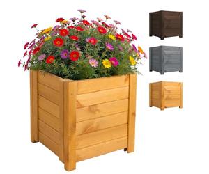 BOGATECO Bac à Fleurs Jardinière en Bois pour Extérieure | 39 x 39 x 40 cm | Pot de Fleurs Parfait pour Jardin, Terrasse & Balcon | Imprégné | Arrive Assemblé | avec Agro-Textile | Marron Chêne