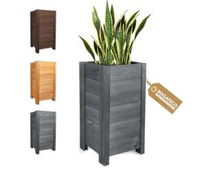 BOGATECO Bac à Fleurs Jardinière en Bois pour Extérieure | 39 x 39 x 79 cm | Pot de Fleurs Parfait pour Jardin, Terrasse & Balcon | Imprégné | Arrive Assemblé | avec Agro-Textile | Anthracite
