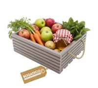 BOGATECO Boîte en bois naturel | 40 cm x 35 cm x 14,5 cm | Boîte décorative pour fruits et légumes | Stockage | Gris