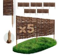 BOGATECO Bordure de Jardin Rollborder Bois de Noisetier Naturel Traité - Longueur 100cm - H40cm - Lot de 5 - Délimitation Massifs