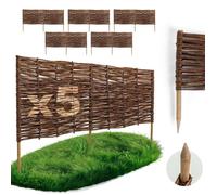 BOGATECO Bordure de Jardin Rollborder en Bois de Noisetier Naturel Traité - 120x30 cm - Lot de 5 - Délimitation Allées et Massifs