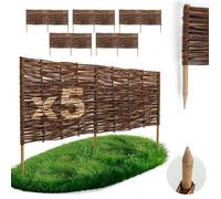 BOGATECO Bordure de Jardin Rollborder en Bois de Noisetier Naturel Traité - 120x40 cm - Lot de 5 - Délimitation Allées et Massifs