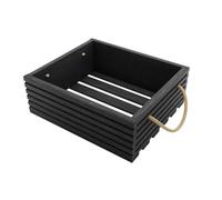 BOGATECO Caisse en bois naturel - 40 cm x 35 cm x 14,5 cm - Caisse en bois décorative - Caisse à fruits - Caisse à légumes - Caisse en bois pour le rangement - Noir