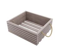 BOGATECO Caisse en bois naturel | 40 cm x 35 cm x 14,5 cm | Caisses en bois | Caisses décoratives | Caisse à fruits | Caisse à légumes | Caisse en bois pour le rangement | Caisse | Gris