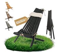 BOGATECO Chaise de jardin pliante en bois avec oreiller - 100 x 55 x 30 cm - Longueur du dos 90 cm - Chaise longue - Confortable, stable et fonctionnelle - Noir