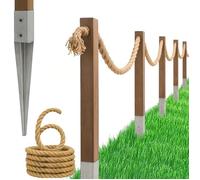 BOGATECO Clôture à Voile 6m - Kit Complet avec Corde de Jute, Poteaux en Bois 1m et Ancres de Fixation - Style Nautique