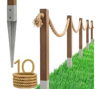 BOGATECO Clôture en bois avec corde de jute - Clôture à voile de 10 m - 13 longueurs différentes - Kit de montage inclus