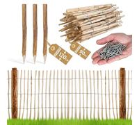 BOGATECO Clôture en lattes de noisetier - 90 x 500 cm - Avec poteaux de 120 cm - Distance entre les lattes : 7 à 8 cm - Idéale comme clôture de jardin - Clôture de jardin - Clôture en bois - Clôture