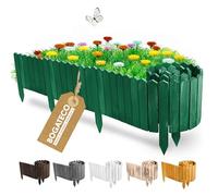 BOGATECO Clôture pour parterres de fleurs en bois, 10 cm de haut et 200 cm de long, clôture en bois, parfaite comme bordure pour parterres de fleurs ou chemins, vert