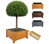 BOGATECO Grande jardinière d'extérieur en bois - 50 x 50 x 30 cm - Anthracite - Pot de fleurs parfait pour le jardin, la terrasse et le balcon - Jardinière stable et construction robuste