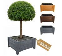 BOGATECO Jardinière Carrée en Bois Gris 50 x 50 x 30 cm - Bac à Fleurs Extérieur et Intérieur Deco Jardin