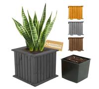 BOGATECO Jardinière en Bois Carrée 25x25x25 cm - Bac à Fleurs Extérieur pour Jardin, Terrasse et Balcon - Coloris Noir