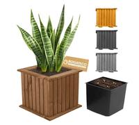 BOGATECO Jardinière en Bois Carrée 25x25x25 cm - Bac à Fleurs Extérieur pour Jardin, Terrasse et Balcon - Brun Foncé