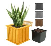 BOGATECO Jardinière en Bois Carrée 25x25x25 cm - Bac à Fleurs Extérieur pour Jardin, Terrasse et Balcon - Brun Clair
