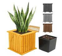 BOGATECO | Jardinière en Bois| Jardinière | 25 x 25 x 25 cm | D'herbes aromatiques, de Fleur pour Jardin, Balcon, terrasse | avec Insert en Plastique | Imprégné | Brun Clair