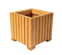 BOGATECO Jardinière en Bois Marron Clair 25x25x25cm avec Insert Plastique - Bac à Fleurs Carré pour Jardin, Balcon et Intérieur