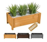 BOGATECO Jardinière en Bois Marron Clair 80x38x30cm Bac à Fleurs avec Géo-textile pour Jardin et Terrasse