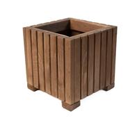 BOGATECO Jardinière en Bois Marron Foncé 25x25x25cm avec Insert Plastique - Bac à Fleurs Carré pour Jardin, Balcon et Intérieur