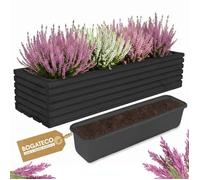 BOGATECO Jardinière en Bois Noir 64x20x14,5cm avec Insert Plastique - Pot de Fleurs pour Balcon, Terrasse et Jardin
