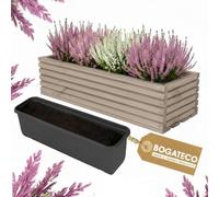 BOGATECO Jardinière en bois | Pot de fleurs | Pot de 44 x 20 x 14,5 cm | Pot à herbes pour la maison, le jardin, le balcon, la terrasse | Pot avec insert en plastique | Imprégné | Gris