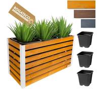 BOGATECO Jardinière Haute en Bois avec Insert 18L - Pot de Fleurs Vertical 57x100x36cm - Design Anthracite et Naturel BRUN CLAIR