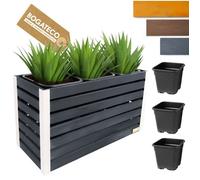 BOGATECO Jardinière Haute en Bois avec Insert 18L - Pot de Fleurs Vertical 57x100x36cm - Design Anthracite et Naturel ANTHRACITE