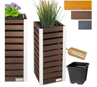 BOGATECO Jardinière Haute en Bois avec Insert 18L - Pot de Fleurs Vertical 82x36x36cm - Design Anthracite et Naturel BRUN FONCÉ