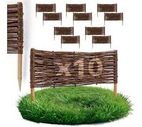 BOGATECO Lot de 10 bordures/clôtures de parterre, 60 cm, décoratives, en saule/bois/osier, à emboîter, pour la pelouse, le jardin comme délimitation de chemin, 60 x 20 cm (L x h)
