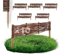 BOGATECO Lot de 10 bordures/clôtures de parterre, décoratives, en saule/bois/osier, à emboîter, pour la pelouse, le jardin comme délimitation de chemin, 60 x 10 cm (L x h)