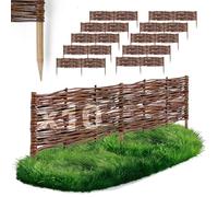 BOGATECO Lot de 10 bordures de parterre en saule | 100 cm de long et 20 cm de haut | Clôture en bois | Clôture de pelouse | Clôture en osier parfaite pour le jardin comme délimitation de chemin |