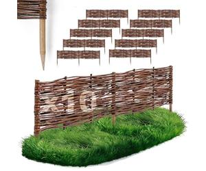 BOGATECO Lot de 10 Bordures de Parterre en Saule | 100 cm de Long et 20 cm de Haut | Clôture en Bois et Osier pour Jardin et Délimitation de Chemin
