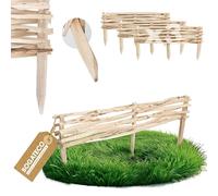 BOGATECO Lot de 3 clôtures de jardin en bois de noisetier - 120 cm x 20 cm - Bordure de parterre - Clôture en lattis - Clôture enfichable - Parfait comme bordure de parterre ou délimitation de chemin