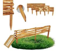 BOGATECO Lot de 3 clôtures de jardin en bois de noisetier - 120 cm x 20 cm - Idéal comme bordure de parterre ou de chemin - Marron