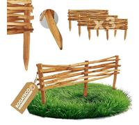 BOGATECO Lot de 3 clôtures de jardin en bois de noisetier - 90 cm x 20 cm - Bordures de parterre - Clôture en lattes - Parfait comme bordure de parterre ou de délimitation de chemin - Marron