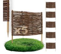 BOGATECO Lot de 5 bordures/clôtures de parterre, décoratives, en saule/bois/osier, à emboîter, pour la pelouse, le jardin comme délimitation de chemin, 60 x 40 cm (L x h)