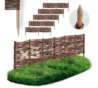 BOGATECO Lot de 5 bordures de parterre en saule | 100 cm de long et 20 cm de haut | Clôture en bois | Clôture de pelouse | Clôture en osier parfaite pour le jardin comme délimitation de chemin |
