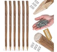 BOGATECO Lot de 6 Piquets de Clôture en Noisette 180 cm - Poteaux en Bois Naturel Pointus pour Jardin et Potager