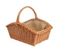 BOGATECO Panier à bois de chauffage rectangulaire en osier avec anse - 60 x 40 x 28 cm - Tissé à la main - Panier à bois de chauffage doublé de jute