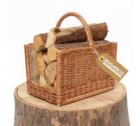 BOGATECO Panier en osier avec poignée carrée | Grand panier à bois 51X35X33 | Tissé à la main | Panier en bois doublé de jute | Panier à bois de chauffage