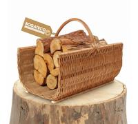 BOGATECO Panier en osier avec poignée - Grand panier à cheminée 60 x 45 x 30 cm - Tissé à la main - Panier à bois avec renfort