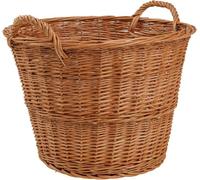 BOGATECO Panier en osier avec poignées rondes - 30/40 x 30 cm de hauteur - Tissé à la main - Panier à bois de chauffage